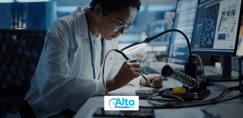 Gases do ar na indústria eletrônica garantem precisão na fabricação de semicondutores, com nitrogênio, argônio e soluções em cilindros industriais.